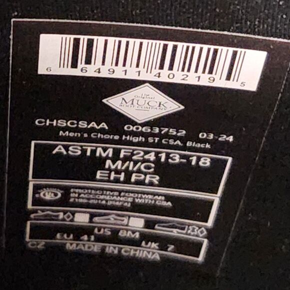 Muck Boot Men’s Size 8 Steel Toe Work Boots – Puncture Resistant - Picture 3 of 12